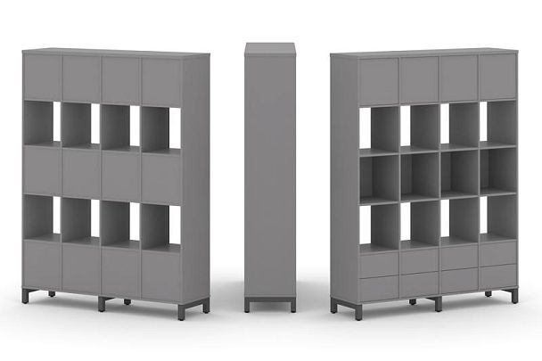 Стайл Проджект Набор стеллажа одностороннего, 5 ярусов SN.NS-541 Серый Пепел/Металл Антрацит 1488*40 - Вид 1