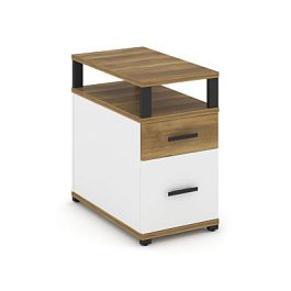 Concept Тумба приставная 1 ящ.+1 распаш. фасад с надставкой CN.TGP-002 B Сандал Янтарный/Белый Бриллиант/Металл Черный 420*720*750 - Фото предпросмотра