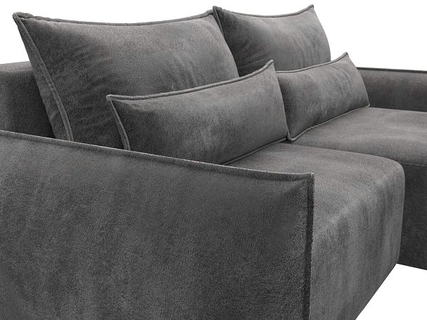 Диван угловой Лига-051 НПБ угол универсальный Велюр серый - Вид 4