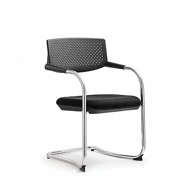 Кресло Самба black CF / хром / черный пластик / черная ткань, стопируемый - Вид 1