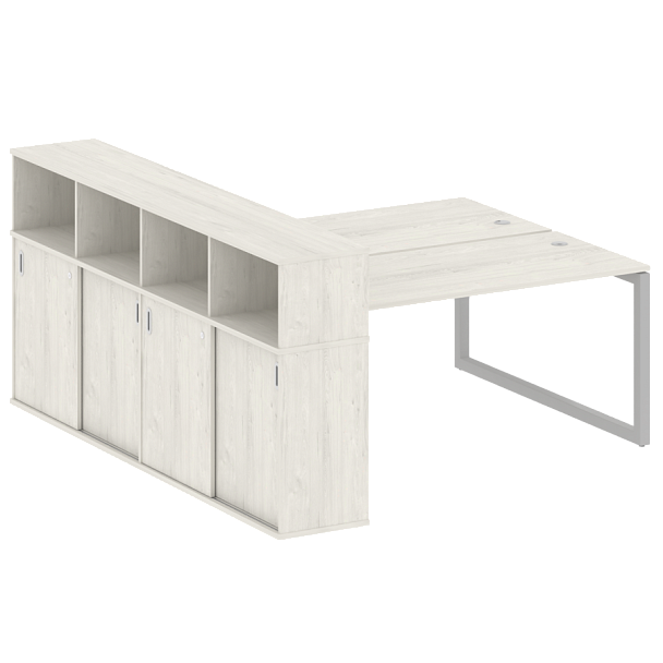 Metal System Quattro Р. ст. с шкафом-купе на О-образном м/к 50БО.РС-СШК-4.4 Т Дуб наварра/Серый металл 2010*2332*1098 - Вид 1