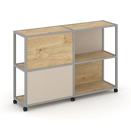 Shelf Mobile Стеллаж 3 уровня 2 секции VR.LT-STK-314.08 Тиквуд Светлый/Металл Серый/W-04 1570*400*1046 - Фото предпросмотра