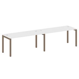 Metal System Quattro Р. ст. на 2 раб. места на П-образном м/к 50БП.СМ-2.4 Белый/Мокко металл 3200*720*750 - Фото предпросмотра