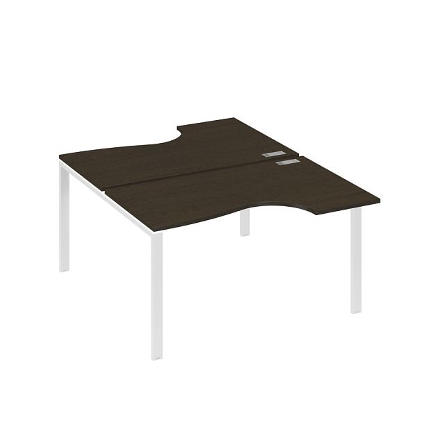 Рабочая станция (2х140) каркас UNO со столами Классика A4 А4 Б1 184 БП венге / металлокаркас белый - Вид 1