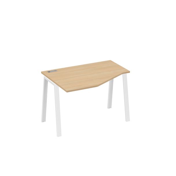 Стол эргономичный левый "Техно" на металлокаркасе TRE A4 А4 Б3 051 БП натуральный дуб / металлокаркас белый - Вид 1