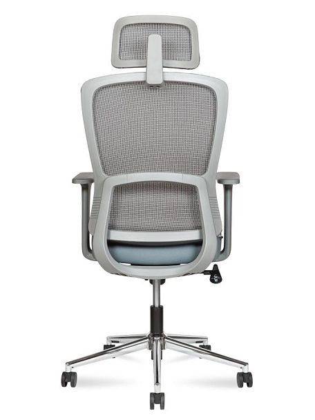 Кресло офисное / Light grey / серый пластик/серая  серка/серая ткань/хром база - Вид 5