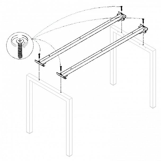 Траверса стола на металлокаркасе "Арго", КОМПЛЕКТ 2 шт., для ширины 1600 мм - Вид 2