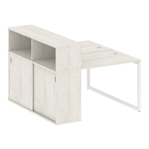 Metal System Quattro Р. ст. с шкафом-купе на О-образном м/к 40БО.РС-СШК-2.1 Т Дуб наварра/Белый металл 1410*1475*1098 - Вид 1