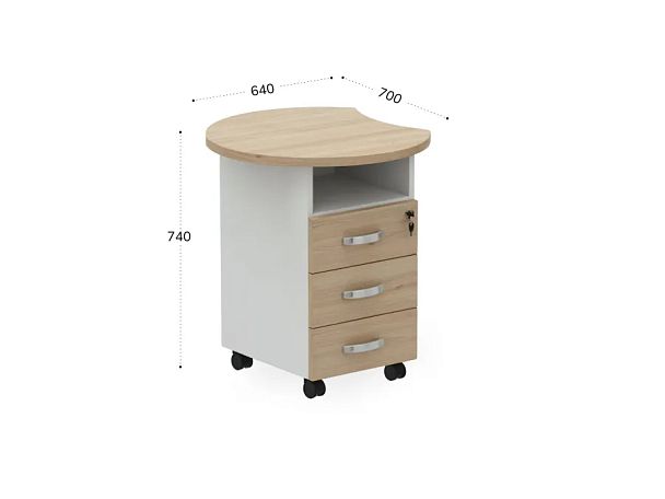 БЕРЛИН / BERLIN Тумба приставная левая 640х700х740 Акация/Белый - Вид 2