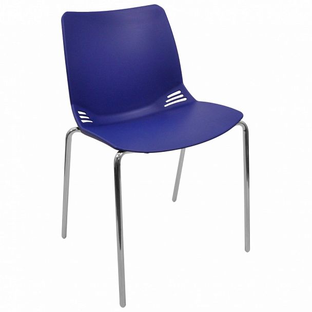 Стул Race (4 ножки) каркас Хром, синий, стопируемый - Вид 1
