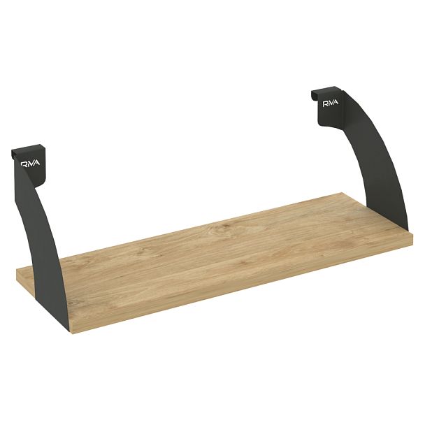 Навесные полки. Кронштейны+ЛДСП полка 600мм MAN-41-6 Тиквуд светлый/Антрацит металл 600*220*200 - Вид 1