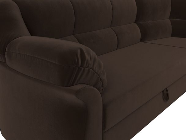 Диван угловой Карнелла правый (полностью микровельвет коричневый) - Вид 4