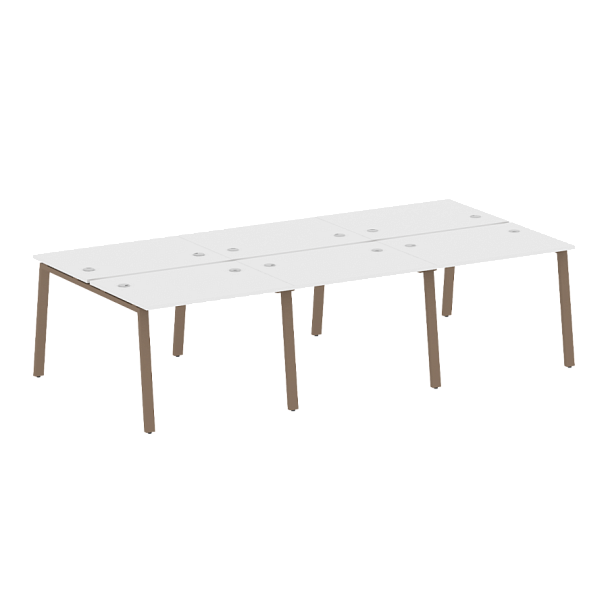 Metal System Р. ст. на 6 раб. места на А-образном м/к БА.СМ-6.1 Белый/Мокко металл 3000*1475*750 - Вид 1