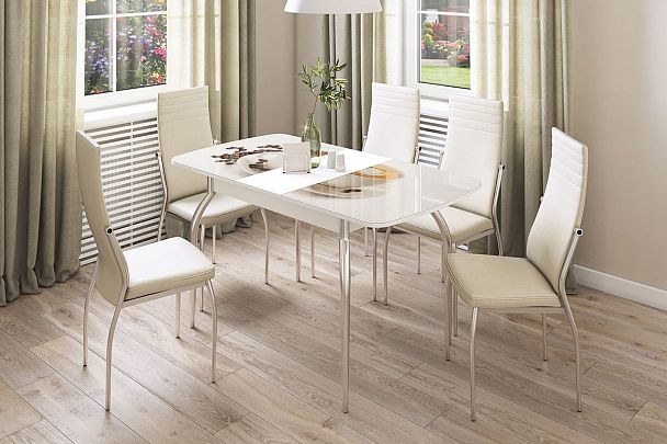 Стол обеденный раздвижной Танго KM-0215.1859 белый/Кофе - Вид 5