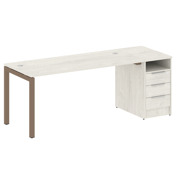 Metal System Quattro Р. ст. с тумбой на П-образном м/к 50БП.РС-СТП-1.4 Дуб наварра/Мокко металл 2012*720*750 - Вид 1