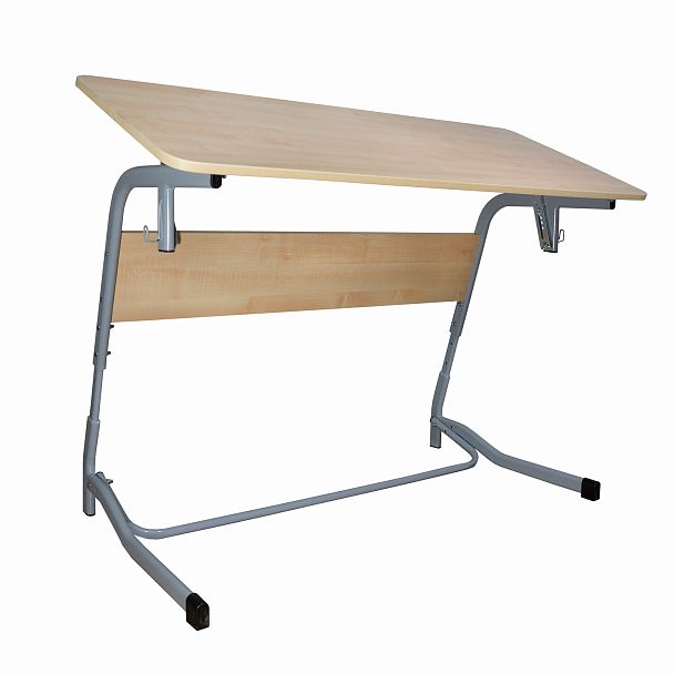 Стол-парта 2-местный, регулируемый угол, "Олимп", 1200х500х520-640 мм, рост 2-4, серый каркас, ЛДСП клён - Вид 2