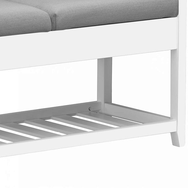 Обувница деревянная Вудсен Белый/Светло-серый велюр - Вид 10