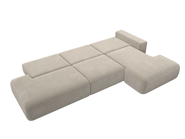 Диван угловой Лига-036 Модерн Лонг правый угол Микровельвет бежевый - Вид 10