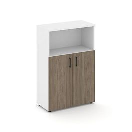 Style Project Шкаф средний широкий SN.STS-201 Белый/Белый/Вяз Благородный/Черный Ручки 796*400*1203 - Фото предпросмотра