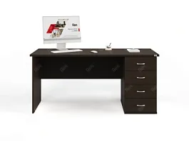 UNITY РС06-16 R ВЕНГЕ Стол однотумбовый 1600х600х750 - Фото предпросмотра