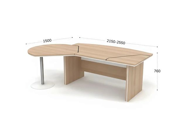 БЕРЛИН / BERLIN Стол руководителя с брифингом левый 2350х1500х760 Акация/Белый - Вид 2