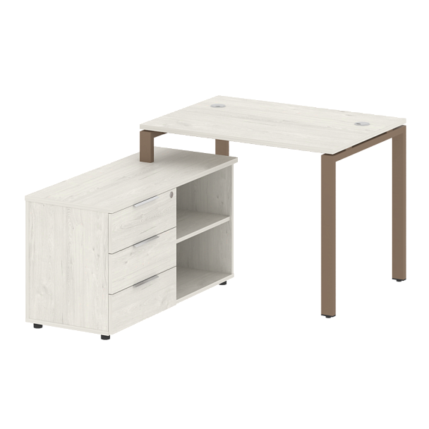 Metal System Р. ст. с тумбой на П-образном м/к БП.РС-СТС-2.1 (L) Дуб наварра/Мокко металл 1100*1520*750 - Вид 1