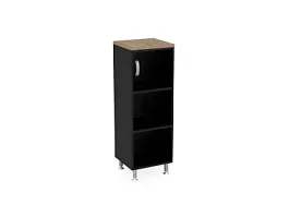 БЕРЛИН / BERLIN Стеллаж закрытый витрина стекло левый 450х430х1290 Шорвуд/Черный - Фото предпросмотра