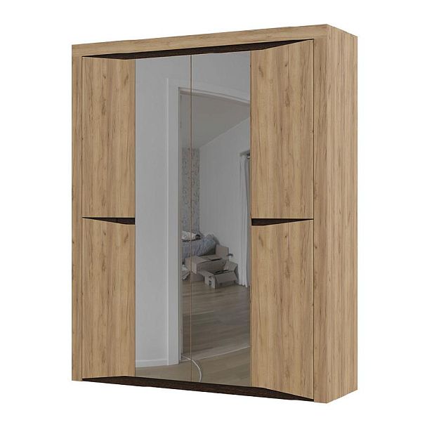 Спальня "Паола" ШК 703 (1780х2200х532 мм) дуб крафт золото - Вид 1