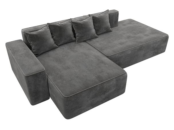 Диван угловой Лига-079 угол левый Велюр серый - Вид 6