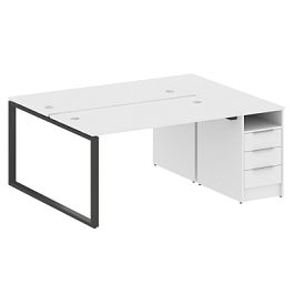 Metal System Р. ст. с тумбой на О-образном м/к БО.РС-СТП-2.3 Белый/Антрацит металл 1812*1475*750 - Фото предпросмотра