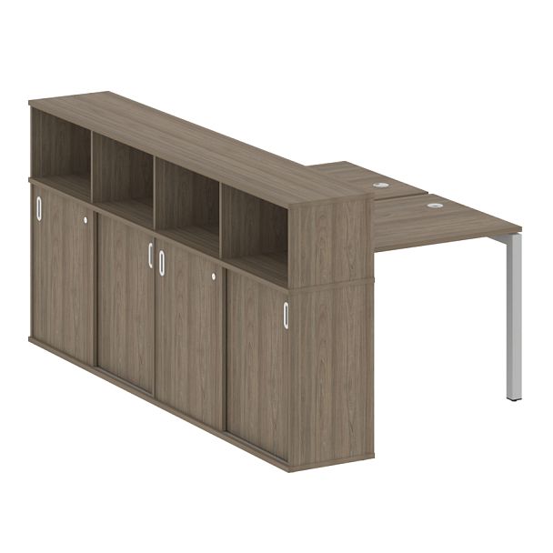 Metal System Quattro Р. ст. с шкафом-купе на П-образном м/к 50БП.РС-СШК-4.1 Т Вяз/Серый металл 1410*2332*1098 - Вид 1