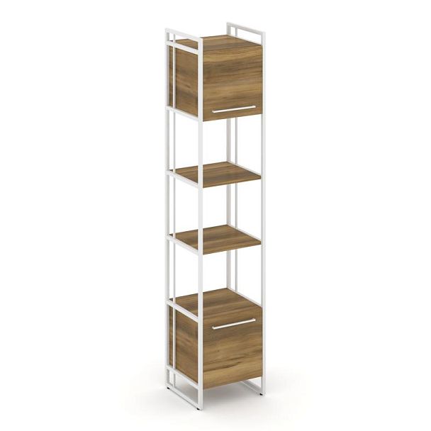 Rift Шкаф 5 ниш узкий RF.SU-54 (U) Сандал Янтарный/Металл Белый 420*396*2010 - Вид 1