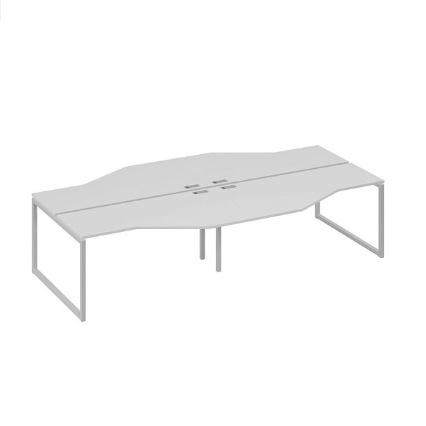 Рабочая станция со столами (4х160) Техно опоры QUATTRO A4 А4 Б4 188-2 БП серый / металлокаркас серый - Вид 1