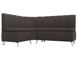 Диван кухонный угловой Кантри левый угол Рогожка коричневый - Фото предпросмотра