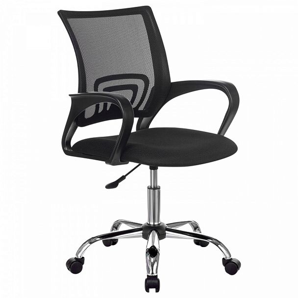 Кресло BRABIX "Fly MG-396", с подлокотниками, сетка, хром, черное, 532086 - Вид 1