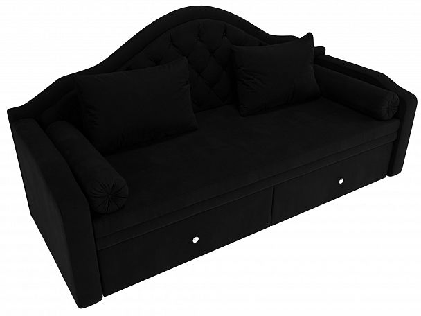 Прямой диван софа Сойер (полностью микровельвет черный) - Вид 5
