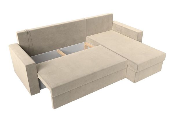 Угловой диван Траумберг Лайт правый (полностью микровельвет бежевый) - Вид 8