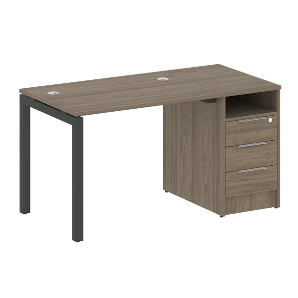 Metal System Quattro Р. ст. с тумбой на П-образном м/к 50БП.РС-СТП-1.1 Вяз/Антрацит металл 1412*720*750 - Вид 1