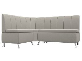 Диван кухонный угловой Кантри левый угол Рогожка бежевый - Фото предпросмотра