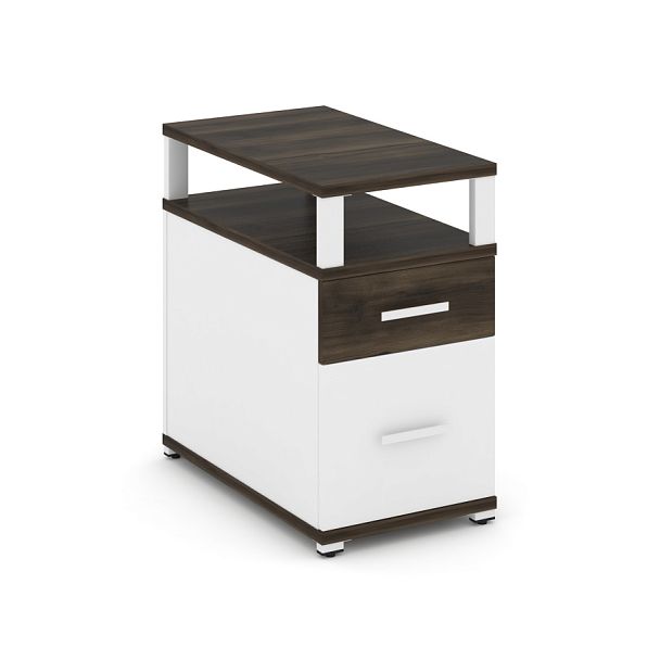Concept Тумба приставная 1 ящ.+1 распаш. фасад с надставкой CN.TGP-002 W Дуб Мали/Белый Бриллиант/Металл Белый 420*720*750 - Вид 1