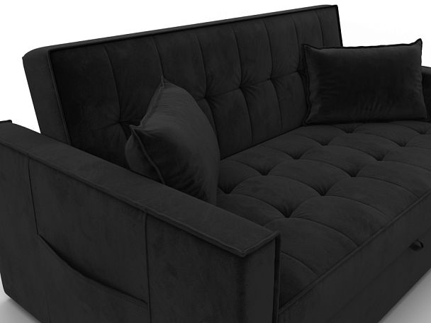 Диван прямой Лига-104 (140) Велюр черный - Вид 4