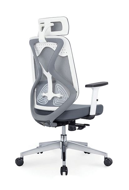 Кресло офисное / Имидж gray / белый пластик / серая сетка / серая ткань - Вид 5