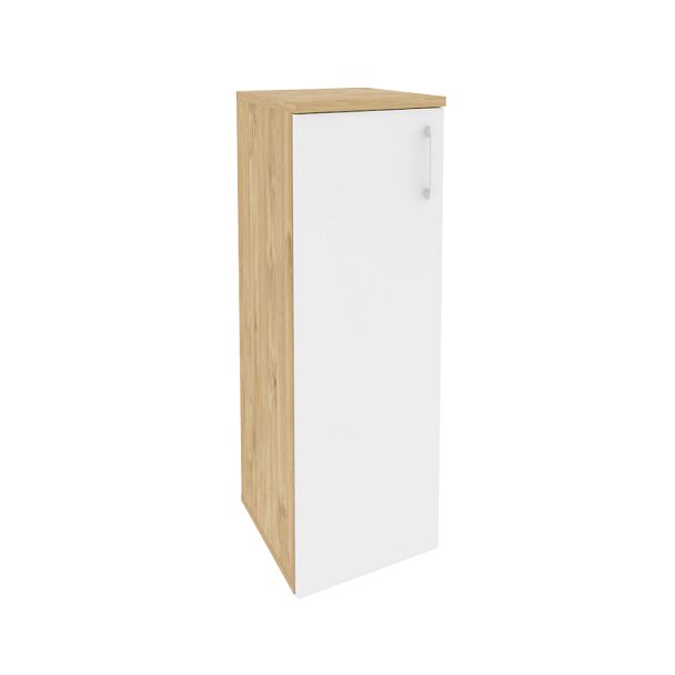 Onix Шкаф средний узкий левый O.SU-2.3 (L) Тиквуд светлый/Белый бриллиант 400*420*1207 - Вид 1