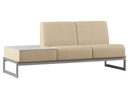 Диван Everprof Solo двухместный со столиком справа Металл Серый Экокожа Бежевый ЛДСП Серый - Фото предпросмотра