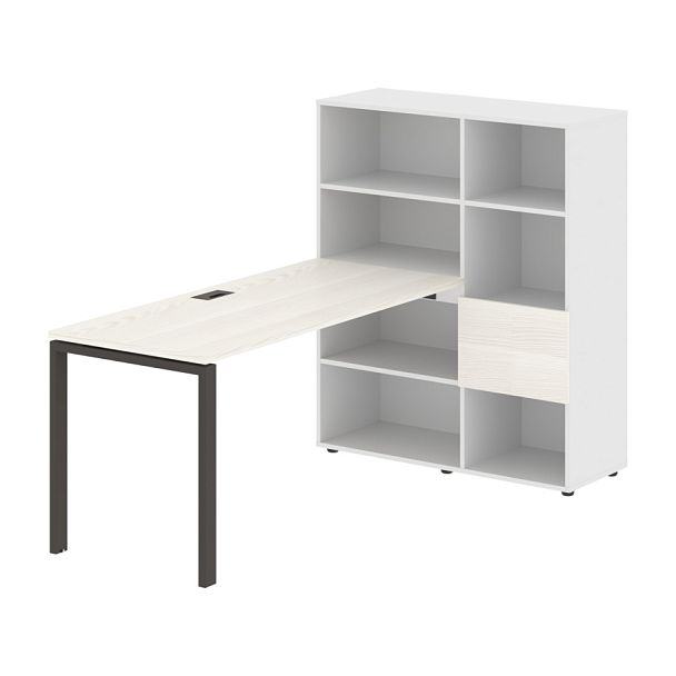 Стол-стеллаж EURST 1115 Ясень Траун/Мокко/Белый 1990х1120х1355 EDIS - Вид 1