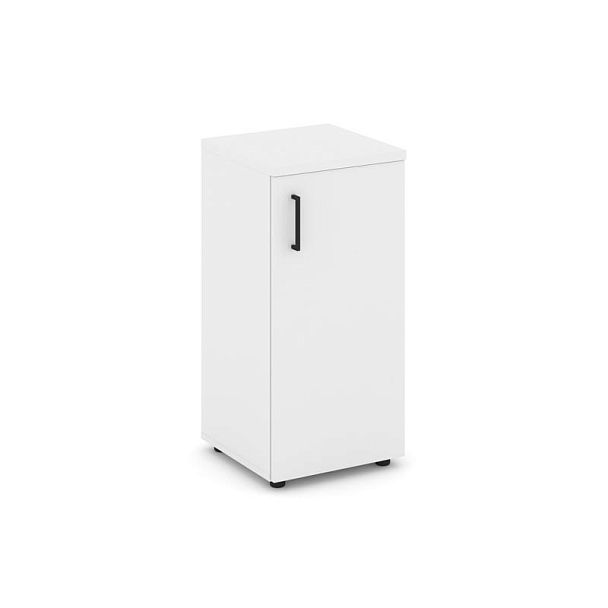 Стайл Проджект Шкаф низкий узкий SN.STU.E-301(R) Белый/Черный Ручки 400*400*833 - Вид 1