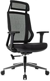 Кресло эргономичное Бюрократ MC-412N-H черный сетка/ткань с подголов. крестов. металл хром - Фото предпросмотра