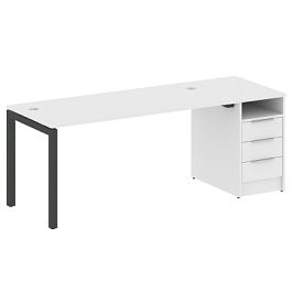 Metal System Quattro Р. ст. с тумбой на П-образном м/к 50БП.РС-СТП-1.4 Белый/Антрацит металл 2012*720*750 - Фото предпросмотра