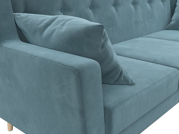 Прямой диван Брайтон 3 (полностью велюр бирюзовый) - Вид 4