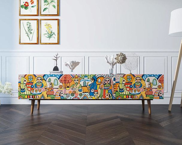 Комод Berber с ящиками низкий под TV принт 1 арт BB19/Print_01 - Вид 3